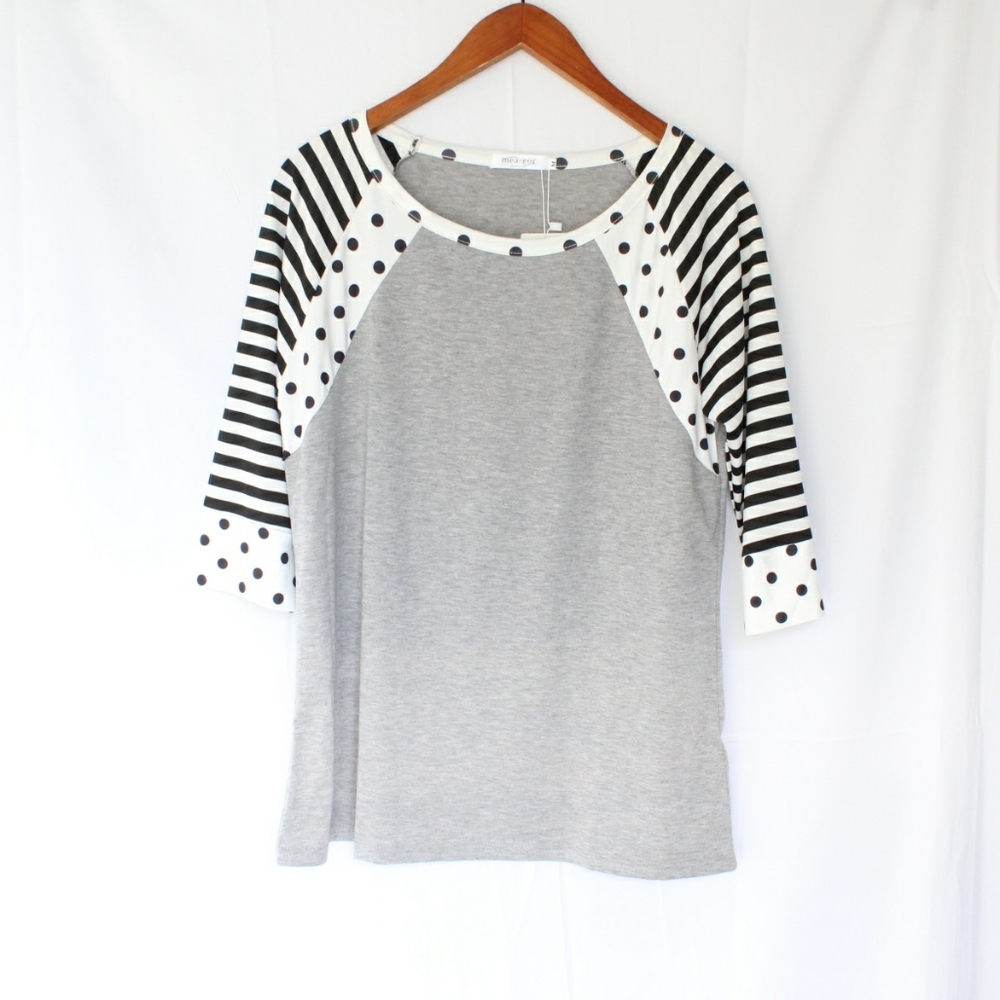 🆕 Meaveor | Striped & Polka Dot Baseball Tee